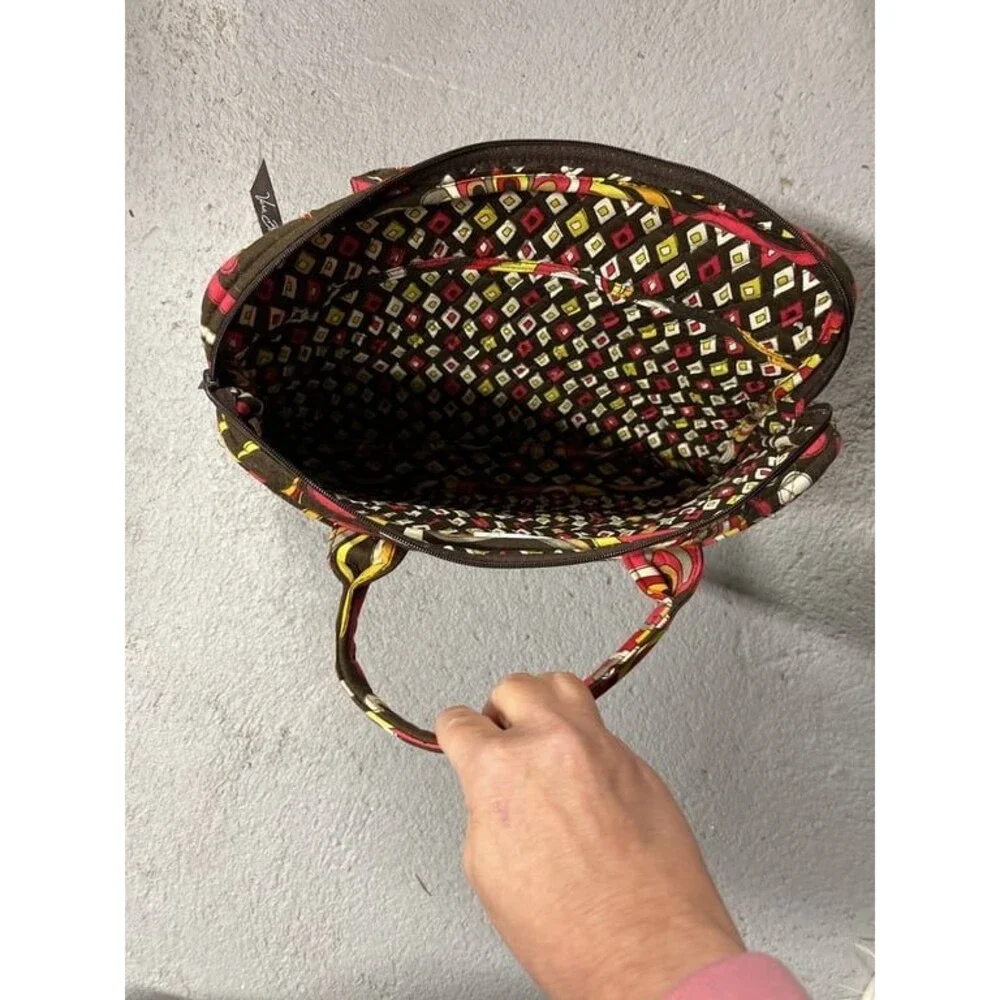 Vera Bradley Puccini Laptop Computer Bag Brown Red Yellow